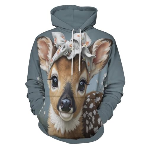 Sweat à capuche imprimé 3D cerf sika pour homme et femme pull décontracté