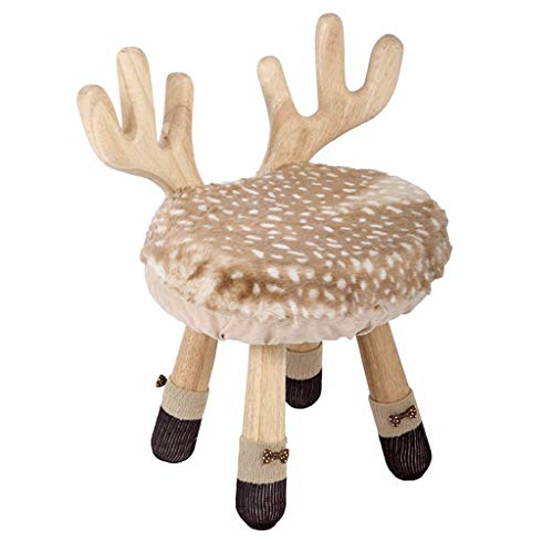 GAOXINGSHOP Ottomans Footstools Wooden Shoe Stool Deer Children's Stool Nordic Wood Cartoon Baby Chair Animal Backrest Shoe Bench