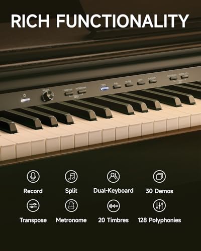 Donner 88 Key Fully Weighted Action Digital Piano, Full Size Electric Piano Keyboard with Hammer Action Keys, Bluetooth, 20 Tones, 4 Reverb, 128 Polyphony, DDP-300 Black - image 7
