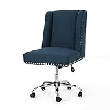 Christopher Knight Home Quentin Desk Chair, Navy Blue + Chrome