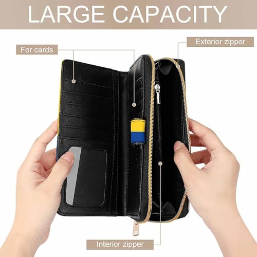 U.S. And Columbia Flag Fashion Women's Wallet RFID Blocking Bifold Clutch Purse Compact Card Holder 19.7x11x3.5cm4