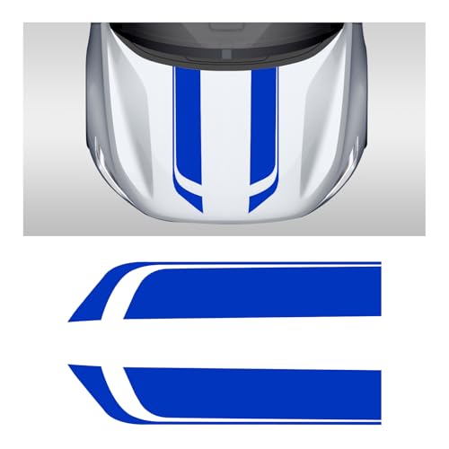 Image of Car Hood Decal Sticker, Automotive Side Body Stripe Graphics Racing Bumper Sticker, Universal Vehicle Skirt Roof Bonnet Vinyl Decal Exterior Decoration, Car Accessories (Blue)