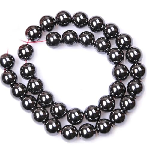 Haamiiqii B09WTL8JYX 35Pcs 10Mm Natural Black Hematite Beads Round Loose Gemstone Beads thumb #4