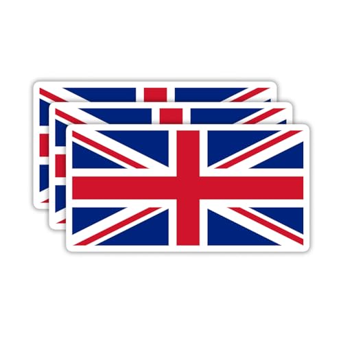 Image of (3PCS) United Kingdom Flag stickers, Countries Flag Stickers - Waterproof Vinyl Decals For Laptops, Tumblers, Water Bottles, Books, Scrapbooks, Size 3 x 1.7 Inch
