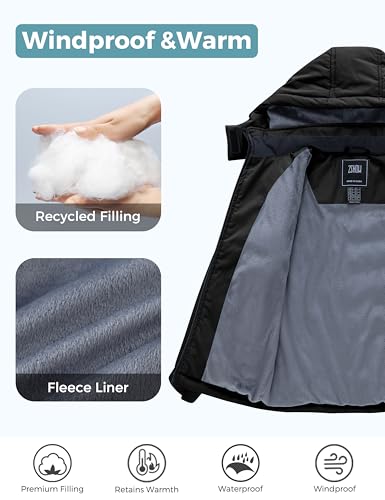 ZSHOW Girl's Waterproof Ski Jacket Thick Padded Warm Winter Coat Hooded Snowboarding Jacket4