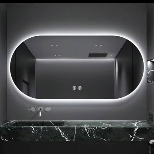 Miroir mural LED ovale design minimaliste sans cadre pour salon et bain