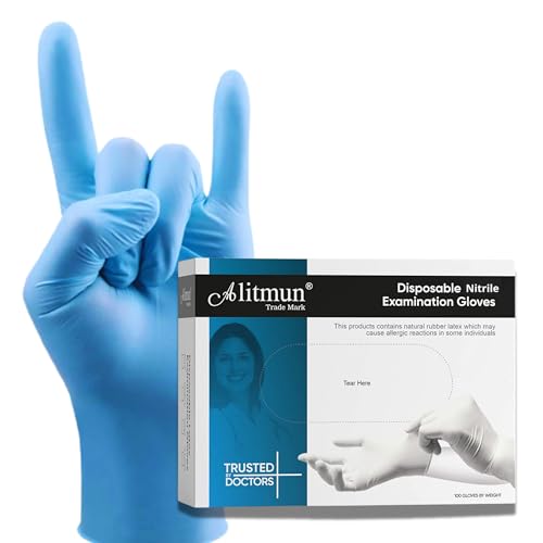Nitrile Gloves, Disposable Powder Free Examination Hand gloves, (Pack of 100) True Blue Color, Large Size, All purpose/Everyday use/Medical Surgical Gloves (Medium)