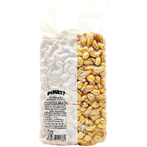 Oltresole - Geröstete und gesalzene Cashews 1 Kg - schneller und salziger Energiesnack, ausgewählte Trockenfrüchte in vakuumverpackter Verpackung
