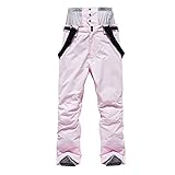 HEATECH Pantalones de esquí para parejas de invierno, impermeables, para deportes de nieve, pantalones cargo para hombres y mujeres, al aire libre, invierno, cálido, desmontable, tirantes (XL, rosa)