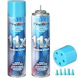 NEON Butane Fuel Refill, 11X Ultra-Refined, 300ml Premium Lighter Fluid with Metal Nozzle & 5 Butane Gas Refill Adapters for Refillable Jet Flame Lighters, Torches, and Culinary Use, 2 Cans