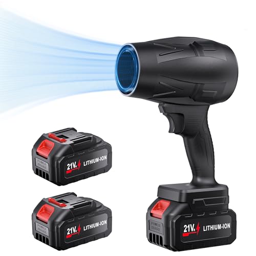 Image of DOZAWA Cordless Leaf Blower 130000 RPM, Lightweight Handheld Turbo Blower with Stepless Speed, 130 MPH, Includes 21V*2 Batteries and Charger, Ideal for Lawn, Patio, Dust, Snow