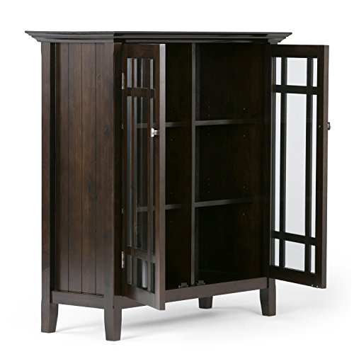 Simpli Home Bedford Solid Wood 39 inch Wide Rustic Medium Storage Cabinet in Dark Tobacco Brown - Thumbnail 2
