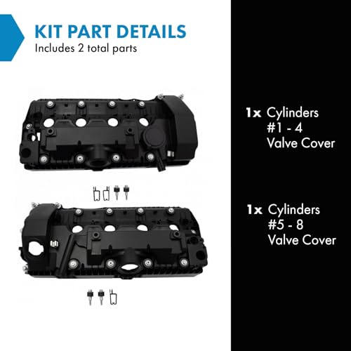Image of TRQ Engine Valve Cover w /Gasket & Hardware LH RH Kit Pair Set of 2 for BMW