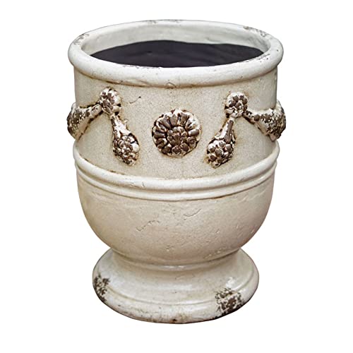 Maceta Maceta redonda de hormigón, maceta con orificio de drenaje, macetas decorativas, macetas grandes de cemento for plantas de interior y exterior Maceta simple moderna(Color:White,Size:40cm)