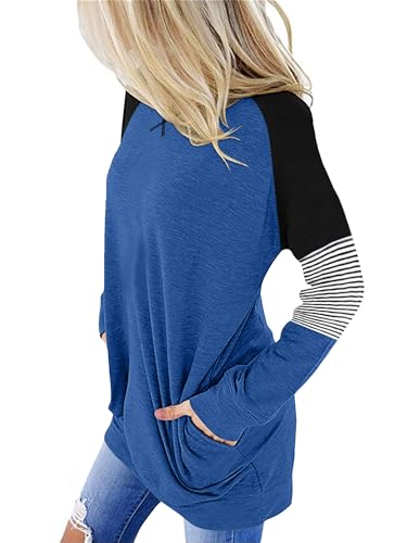ONLYSHE Womens Crewneck Sweatshirt Casual Loose Fitting Tops Long Sleeve T Shirt