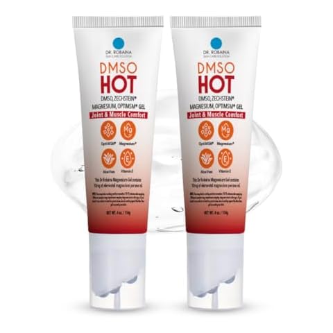 Dr. Robaina DMSO Hot Gel Roll-On - Soothing Muscle and Joint Gel | 99.9% Pure Pharmaceutical Grade with Arnica, Magnesium, Aloe Vera, Vitamin E | Made in the USA | Two Bottles Cover