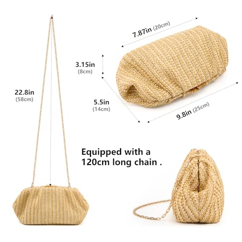 Image of Gurina Pleated PU Clutch Purse for Women Formal - Evening Bag with Detachable Chain for Weddings, Proms