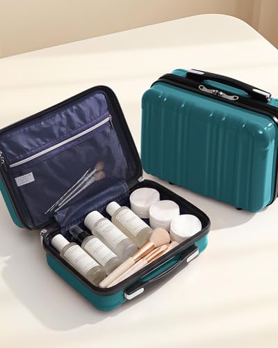 Image of Coolife Luggage Sets, 5 Piece Durable Suitcase, Lightweight Carry on Luggage with PC+ABS Hardshell, Dual Spinner Wheels, TSA Lock and YKK Zipper(green new, 5 piece set)