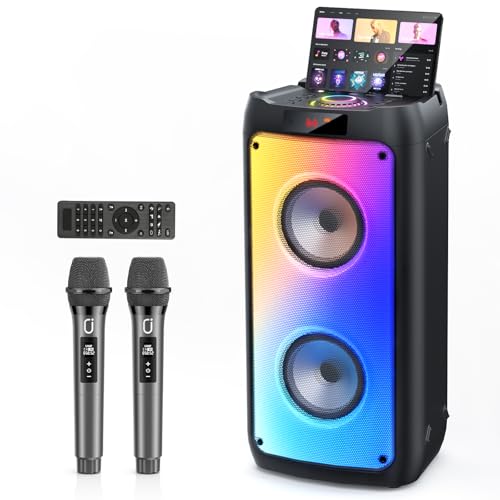 JYX Karaoke Machine with 2 Wireless Microphones Portable Bluetooth Speaker for Adults & Kids Big Party PA System with Disco Lights for Gatherings The Best Gifts for Family