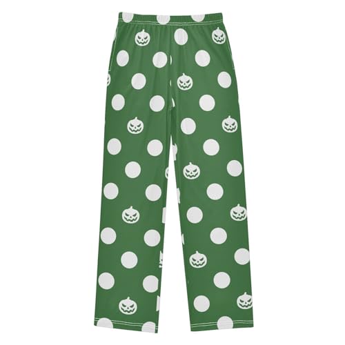 Boys' Pants Pumpkin Halloween White Polka Dot Green Long Bottom Jogger Pants Elastic Waist Trousers with Pockets S-XL