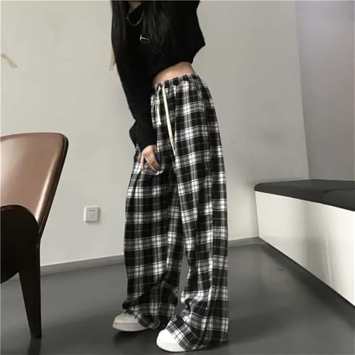 Woman Casual Plaid Y2K Baggy Pants - Goth Grunge Clothes Pajamas Streetwear4