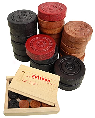 Toyshine Bulldong Wooden Case Carrom Playing Coins | 24 Wooden Coins