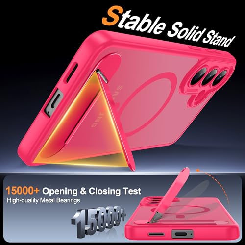 AMILIFECASES Magnetic for Samsung Galaxy S26+ Plus Case, [Compatible with MagSafe][Full Camera Protection][Built-in Invisible Kickstand] Translucent Matte Phone Case for S26 Plus 6.7" - Hot Pink - image 3