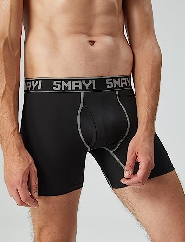 5Mayi Men's Boxer Briefs Fly Front with Pouch Athletic Mens Underwear Performance Boxer Briefs for Men Pack3