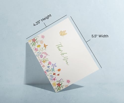 Image of Twigs Paper Floral Thank You Cards, 12 Blank Note Cards with Envelopes