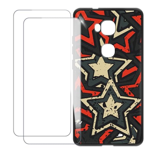 UOGNADGD Compatible with Huawei GX8 Case Colorful Custom Cover with 2 Pack Tempered Glass Screen Protectors - Shockproof Scratch-Resistant (Star)