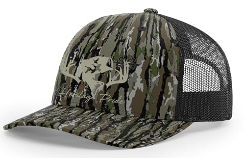 Image of Heritage Pride Deer Hunting Fishing Duck Hunt Mens Embroidered Mesh Back Trucker Hat