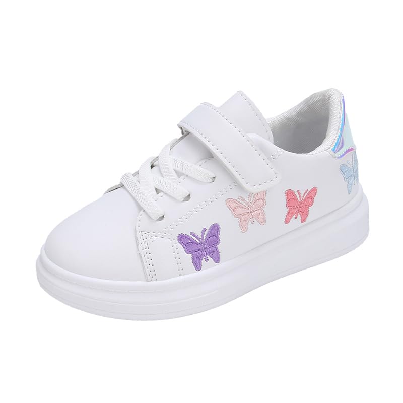 Children’s Walking Sneakers – Lightweight Lace-Up Platform Sneakers for Kids with Butterfly Embroidery, Comfortable Outdoor Shoes, Anti-Slip and Wear-Resistant