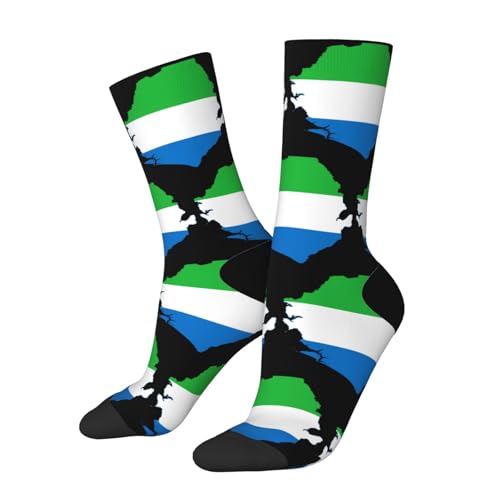 Flag Map of Sierra Leone Socks For Men Women Outdoor Sports Running Hiking Wicking Crew Socks