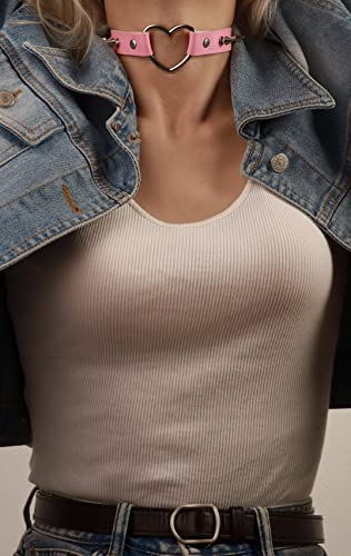 Sacina Heart. Spiked Choker Necklace, PU Leather Choker, Goth Choker, Gothic Necklace, Punk Necklace, Christmas Jewelry Gift for Women 5