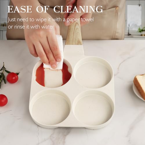 Image of GiPP Nonstick Egg Frying Pan, 4-Cup Granite Non Stick Omelette Pan Skillet for Breakfast, Pancake Pan with Heat-Resistant Handle, Compatible with All Stovetops, Easy to Clean, PFOA Free, White