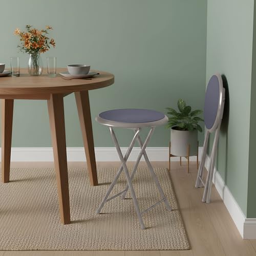 Image of Lavish Home Folding Bar Stool - Set of 2 Heavy-Duty 18-Inch Stool - 225lb Capacity and Padded Seats for Dorm, Recreation or Game Room (Gray)