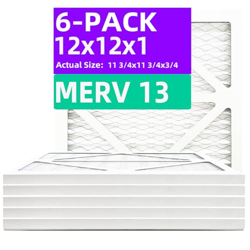 Qingzhug 12x12x1 MERV 13 (6-Pack) Pleated Air Filter (Actual Size: 11.75