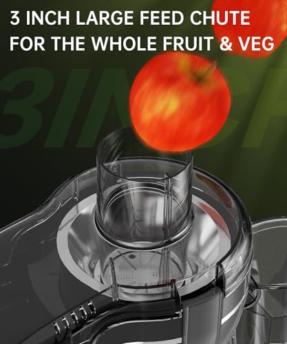 Juicer Machine 500W Juicer with 3 Inch Wide Chute for the Whole Fruit and Veg, Easy to Clean, Stainless Steel High Yield Juice Extractor BPA Free - Image 4