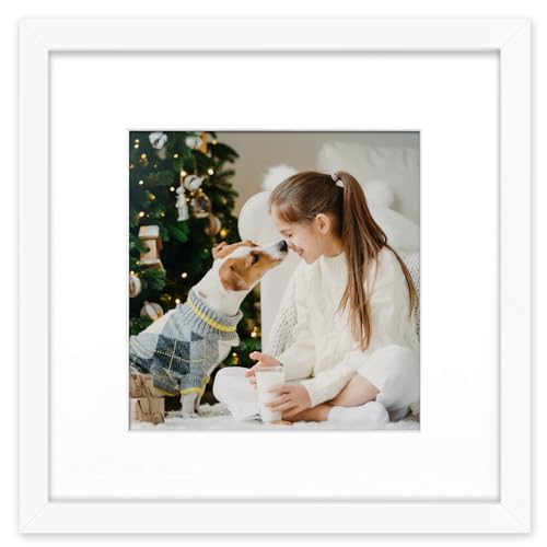 Golden State Art 12x12 Solid Wood Frames with Tempered Glass Display 12x12 or 8x8-inch Pictures White Wall Display
