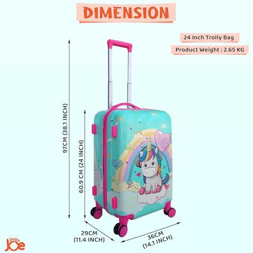 Image of JUNIOR JOE 20 Inch Kids Suitcase with 4 Wheel Travel Trolley Bag (4 Day Trip) (Blue)