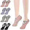 flintronic 2/3/4 Pares Calcetines Pilates Yoga, Pilates Calcetines Antideslizantes Mujer pour Yoga, Fitness Antideslizantes Calcetines, con Asas y Correas, para Pilates, Danza, Fitness