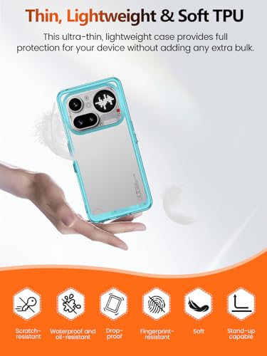 Coque Nothing Phone (4a) Pro transparente antichoc en TPU bleu clair avec lanière