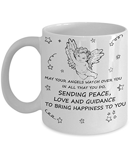 May your Angels Watch over You - Guardian angel prayer mug - gifts ideas for a friend, daughter, granddaughter, mom, Tea Cup, sending love and guidance