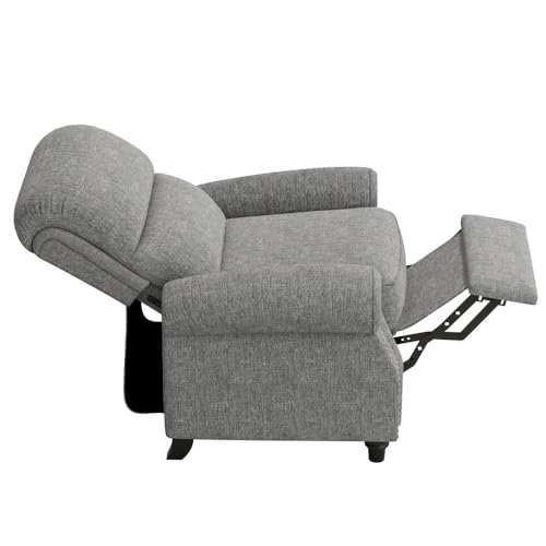 Sillón reclinable alto gris chenille clásico miniatura 5