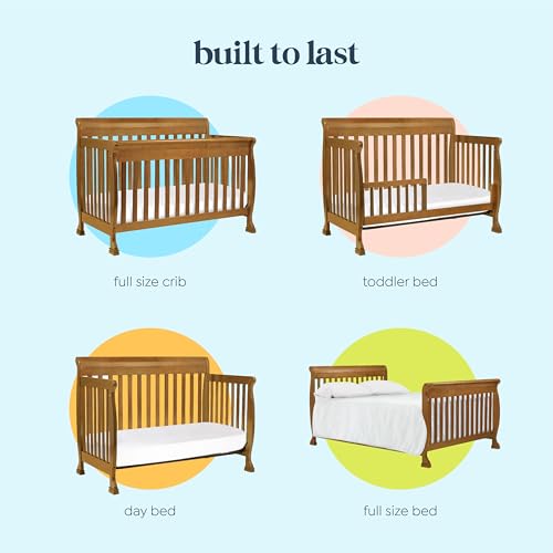 daVinci Kalani 4-in-1 Convertible Baby Crib - GREENGUARD Gold Certified Convertible Crib to Toddler Bed, Daybed, Full-Size Bed - Strong, Easy to Assemble - Four Adjustable Mattress Heights - Chestnut