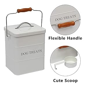 Dog Food Treat Storage Container with lid scoop included - Perfect Farmhouse Dog Food Bin for Kitchen Countertop, Shelf, Decoration Home - Dog Food - White Dog Food Treat Storage Container with lid scoop included – Perfect Farmhouse Dog Food Bin for Kitchen Countertop, Shelf, Decoration Home – Dog Food – White