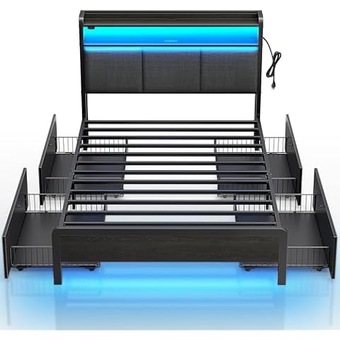 Rolanstar Twin Bed Frame with LED Cover