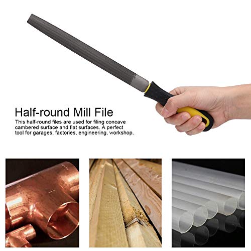 Fdit 8 Inch Semi Round Hand Rasp File Set including Rubber Grip Metal Coarse File Tools Half Round File Hand File Tools for Woodworking(2#) - Image 3