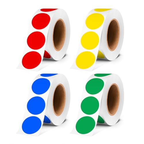 PARLAIM Round Sticker Dots 1 inch 4 Rolls 2000Pcs Permanent Adhesive Color-Code Circle Labels for...