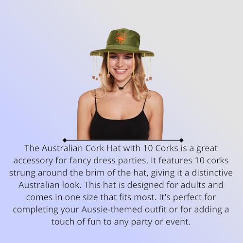 Lizzy 2 Pack Adult Australian Cork Hats with Inflatable Kangaroo (70cm) | Aussie Flag Print | Fancy Dress Set for Australia Day, Crocodile Hunter Man Costume, Festivals (Hat with Inflatable Kangaroo) - Image 4
